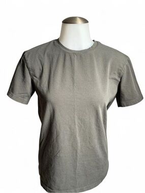 Women’s Zara Solid Olive Green Pullover T-Shirt Round Neck Short Sleeve Small